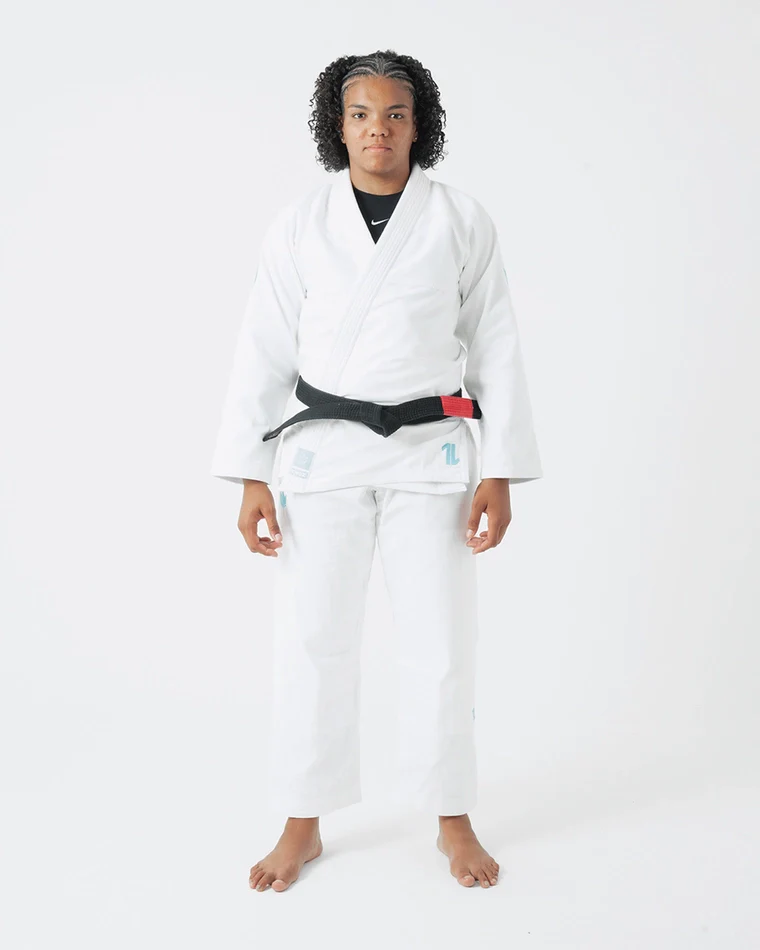 The ONE Womens Jiu Jitsu Gi - White/Sky Blue - Image 3