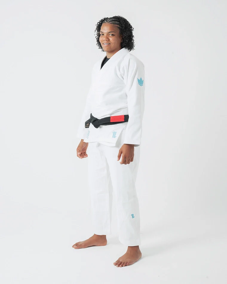 The ONE Womens Jiu Jitsu Gi - White/Sky Blue - Image 4